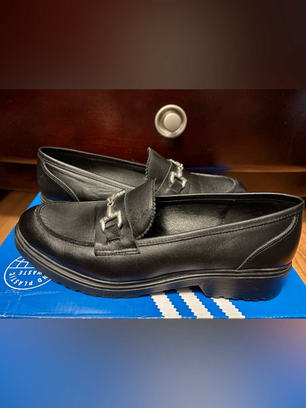 Women's Black Leather Bit Loafers with Cushioned Sole